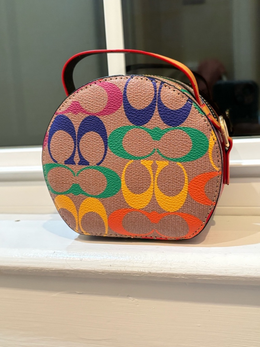 Multicolor Logo-Print Round Crossbody Bag - Picture 4 of 9